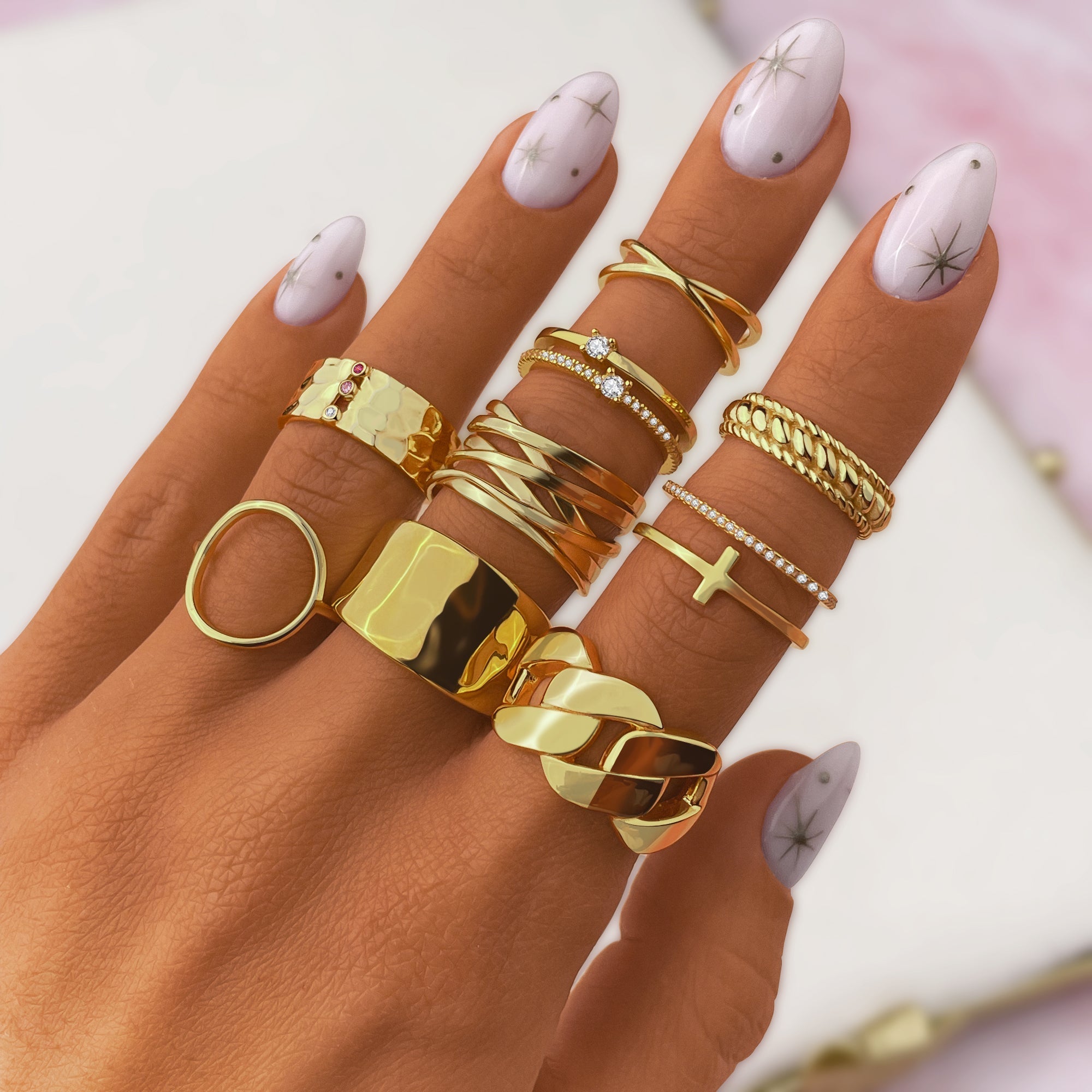 Calindra - Elegant Silver Double Cross Ring