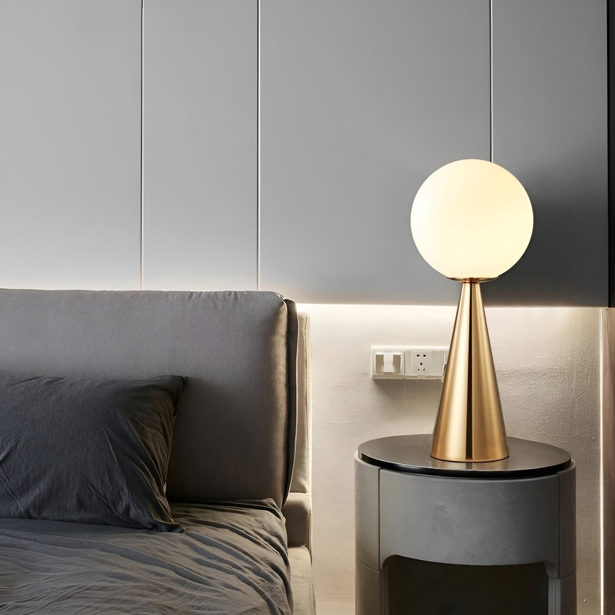RadiantGlobe - Golden Glass Table Lamp for an Elegant Interior