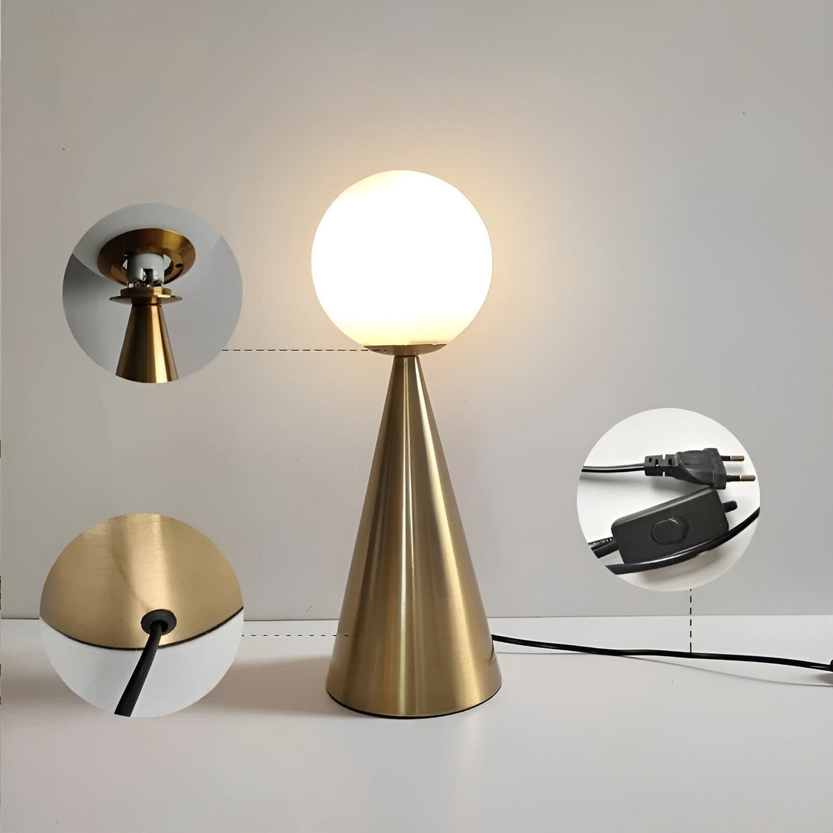 RadiantGlobe - Golden Glass Table Lamp for an Elegant Interior