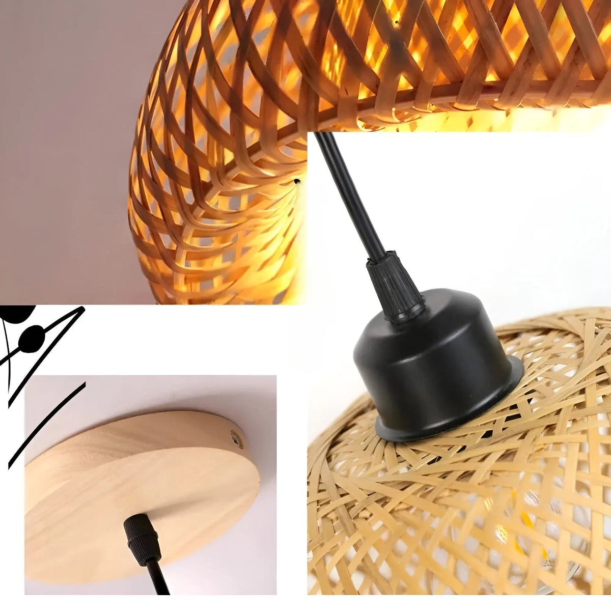 RattanShine - Woven Rattan Pendant Light for Warm Ambient Lighting