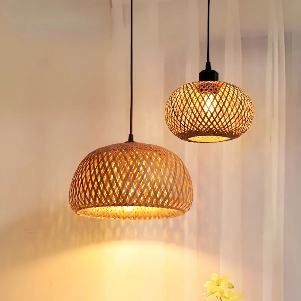 RattanShine - Woven Rattan Pendant Light for Warm Ambient Lighting