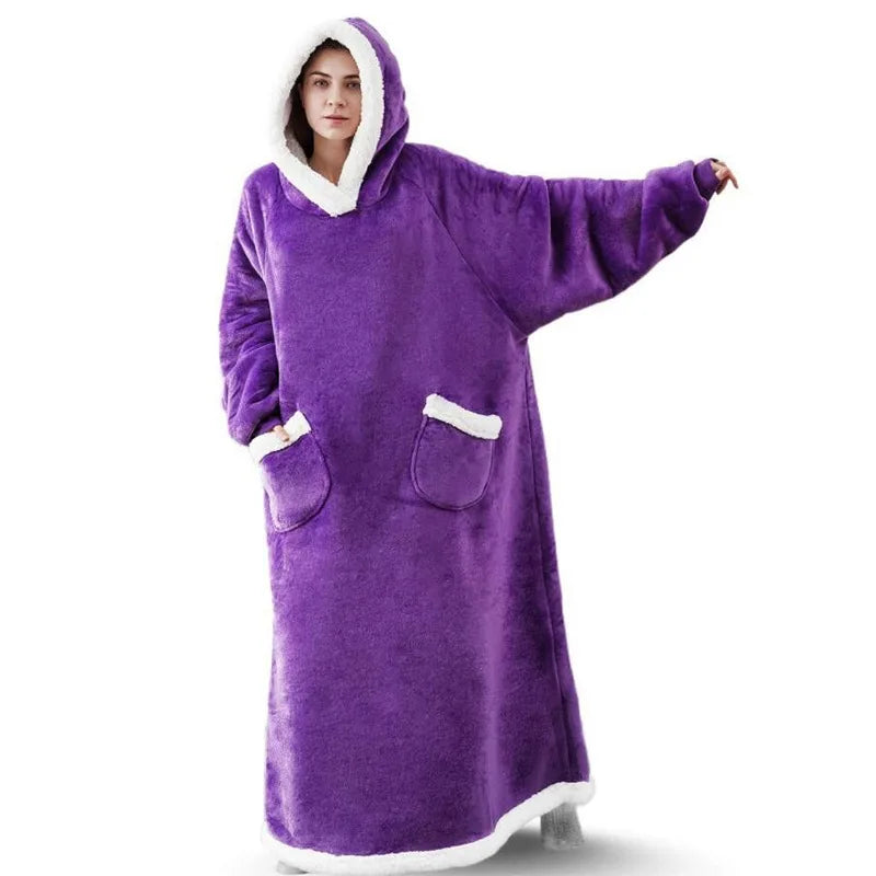 SleeveSnug - Oversized Flannel Sweatshirt Blanket for Winter
