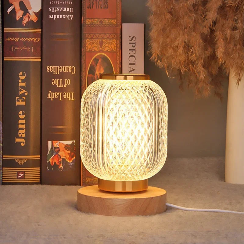 Crystal Table Lamp - Dimmable Gold Lamp with Luxury Crystal Design
