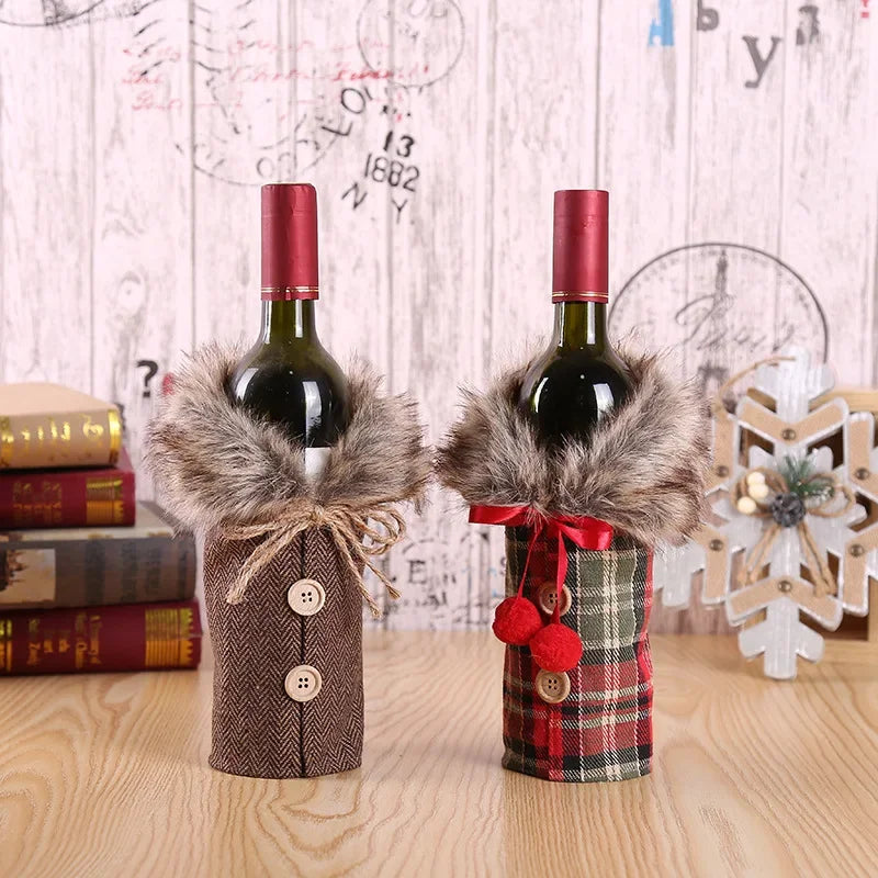 Festive Cheers - Elegant Christmas Wine Bottle Cover