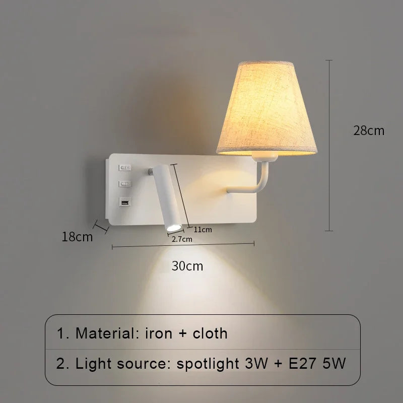 LuminoWall - Minimalist USB Wall Sconce with Reading Light