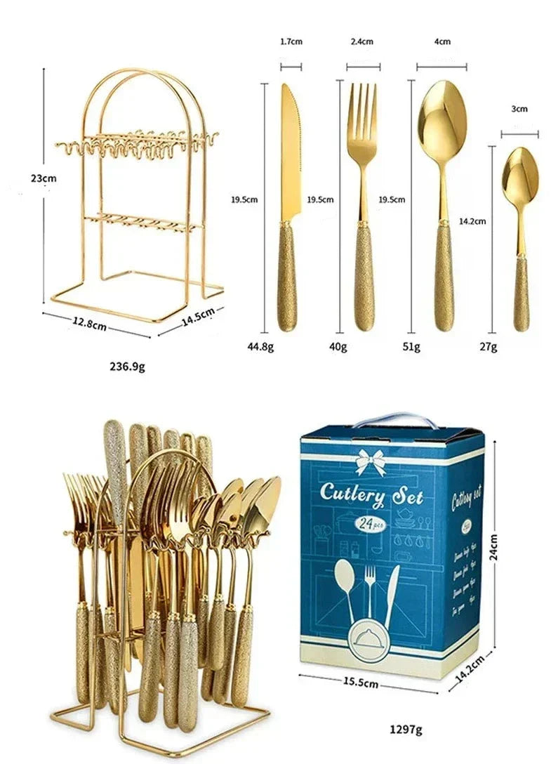 HarborSteel - Luxury 24-Piece Stainless Steel Cutlery Set