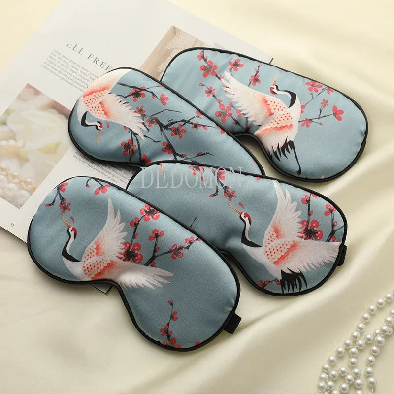Silk Crane - Silk Sleep Mask with Crane Pattern