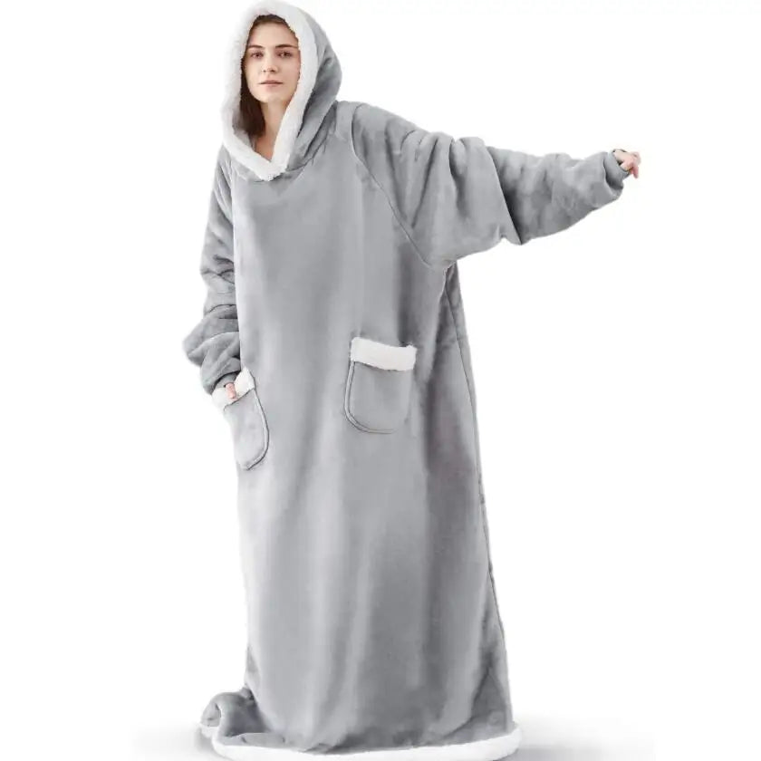 SleeveSnug - Oversized Flannel Sweatshirt Blanket for Winter