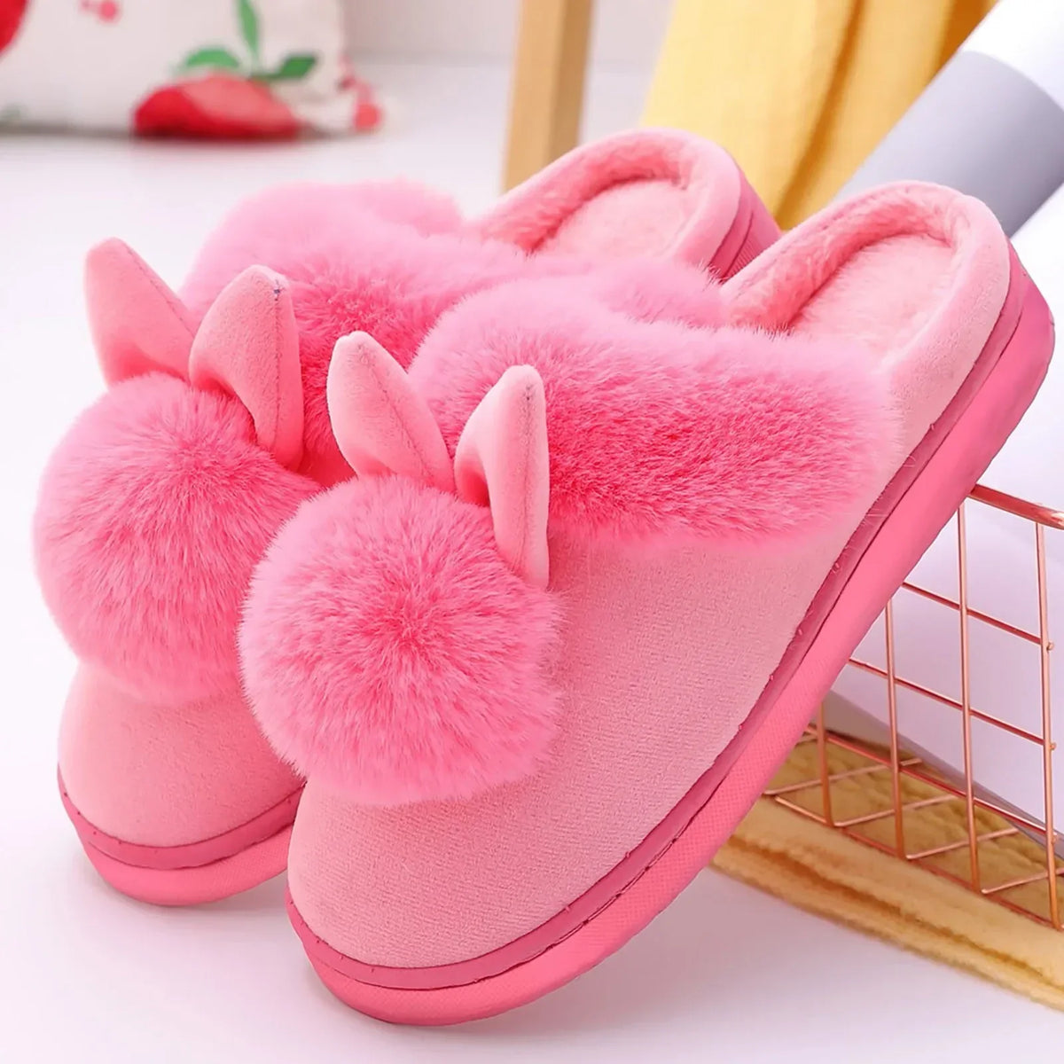 Plush Bunny Slippers - Cozy Rabbit Ear Slippers