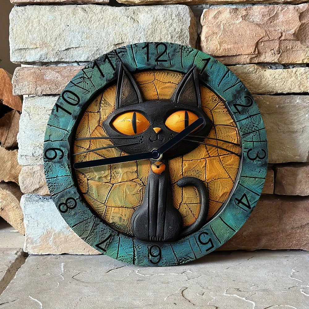 CircleDesign - Horloge murale moderne à imprimé chat