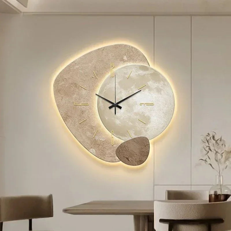 CreamWind Clock - Modern Wall Clock with LED Lighting