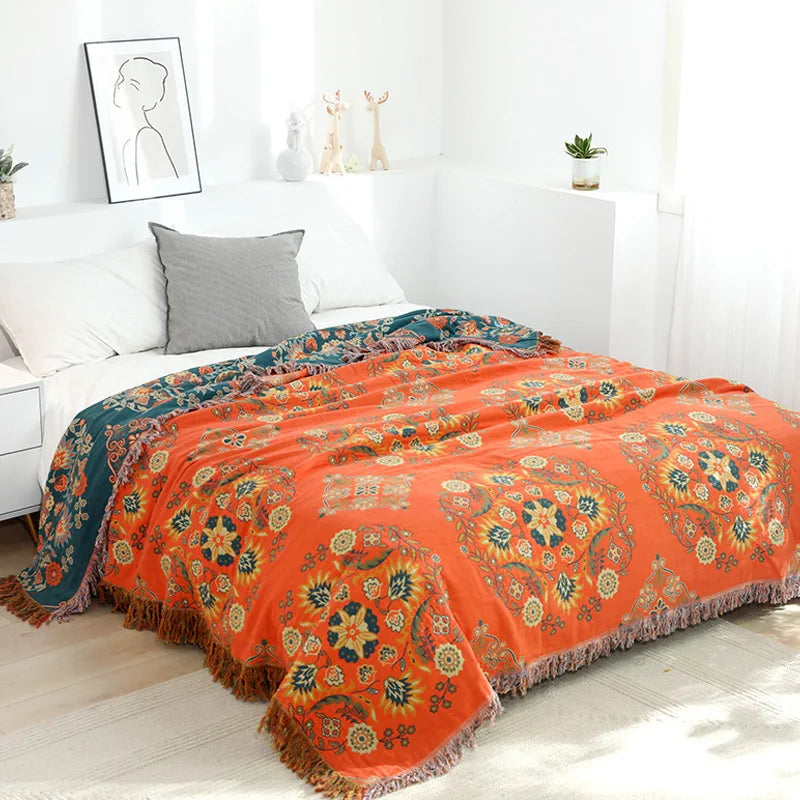 Boho Luxe Throw - Woven Cotton Blanket for Elegant Interiors
