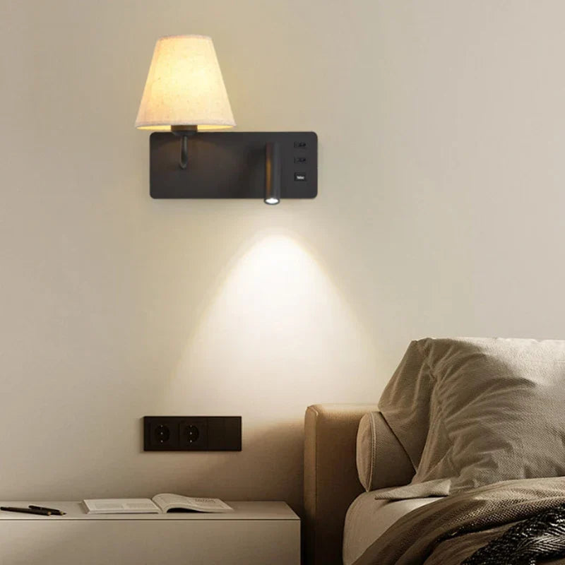 LuminoWall - Minimalist USB Wall Sconce with Reading Light