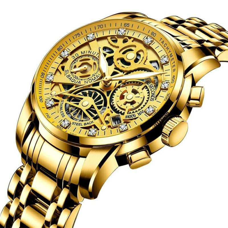 SkeletonWatch - Montre squelette noire pour homme