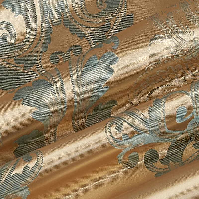 Wostar - Gold and Blue Jacquard Satin Duvet Cover Set