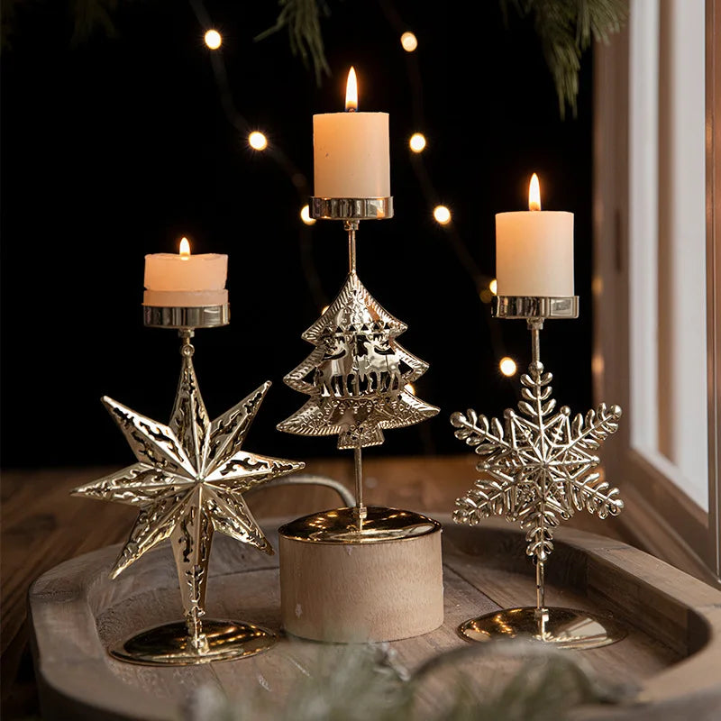 StarGlow Candle Holder - Elegant Golden Candle Holder for the Holidays