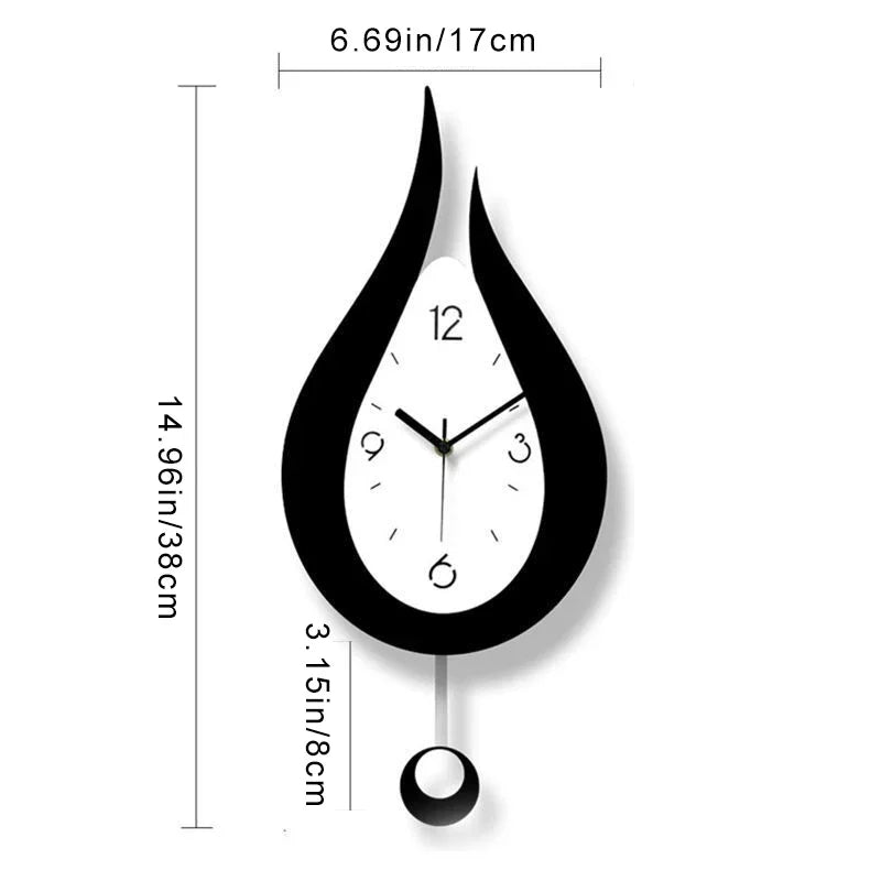 WaterDrop Clock - Minimalist Drop-Shaped Pendulum Wall Clock
