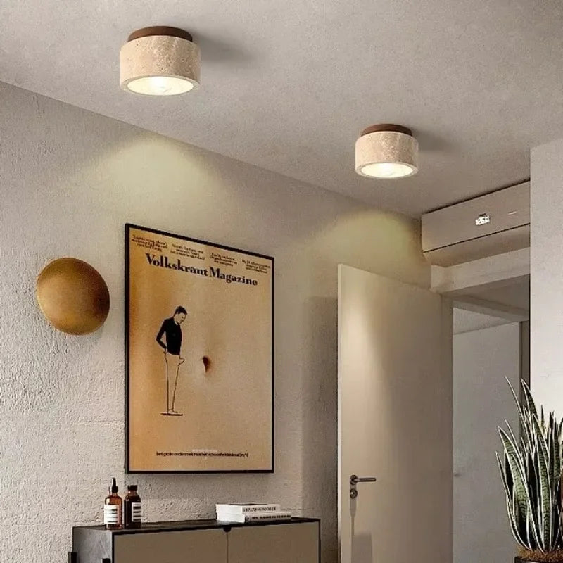 Sarelith - Travertine LED Pendant Light for Hallways and Staircases