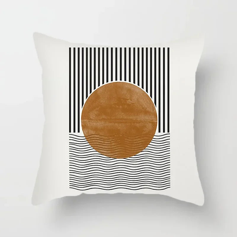 Aurum Cushion Cover - Black and White Abstract Print Decorative Cover