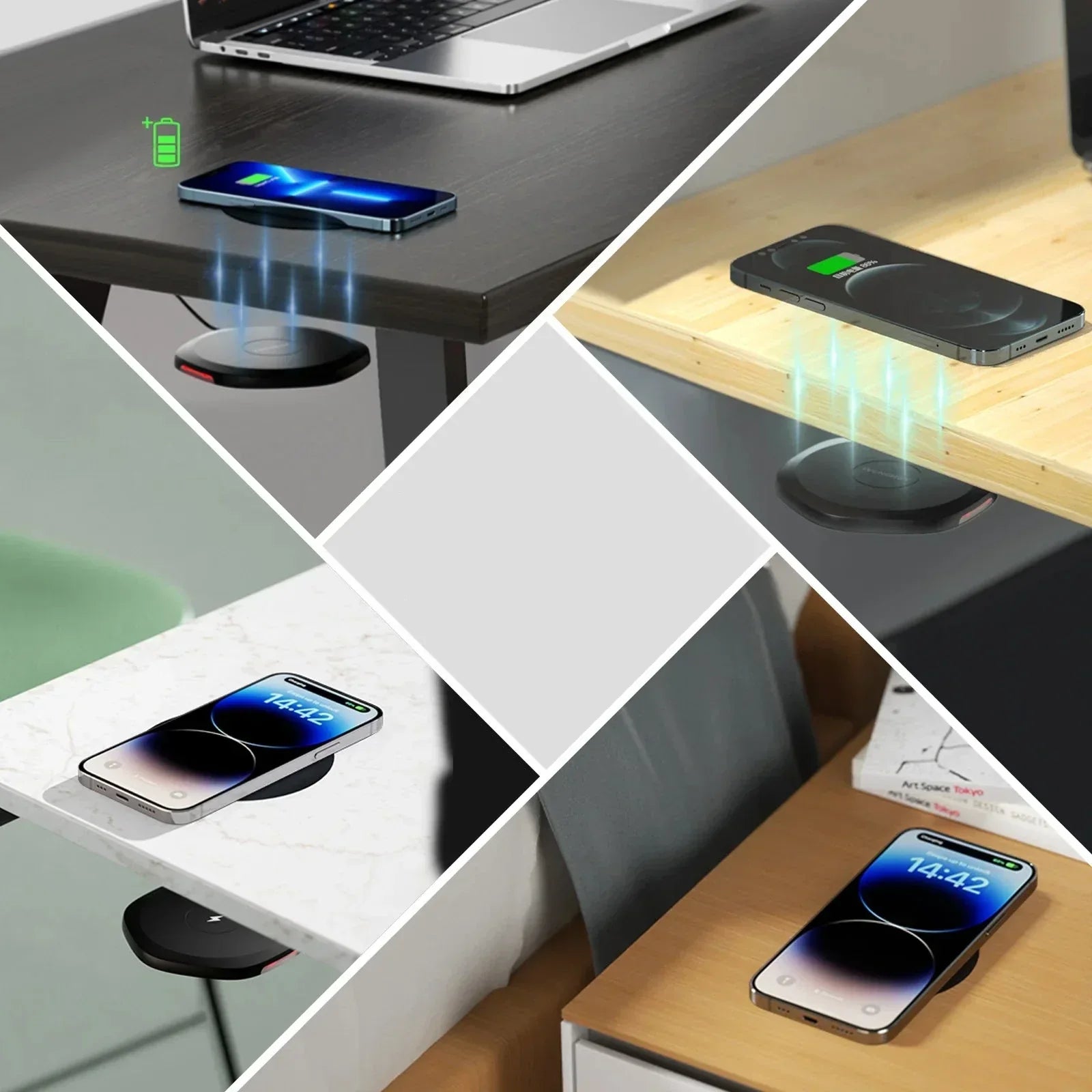ChargeNest - Chargeur sans fil invisible à installer sous le bureau