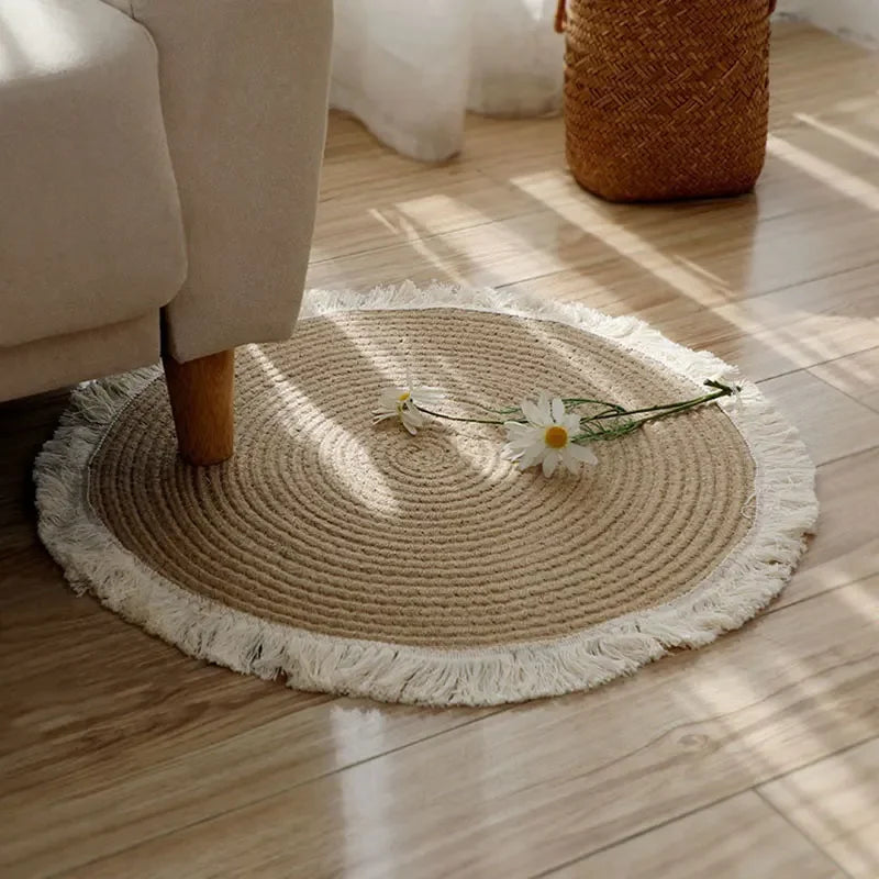 WeaveNest - Handwoven Round Jute Rug for Your Interior