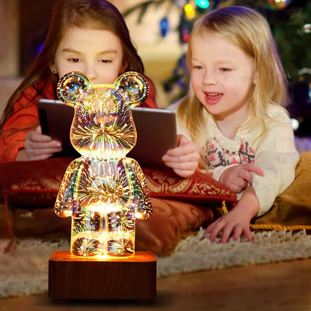 StarBear - Lampe 3D Effet Feux d'Artifice Magique