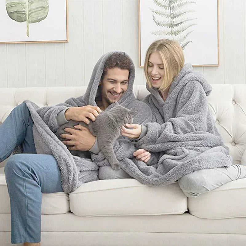 FleeceHaven Sweater - Oversized Flannel Sweatshirt Blanket for Winter