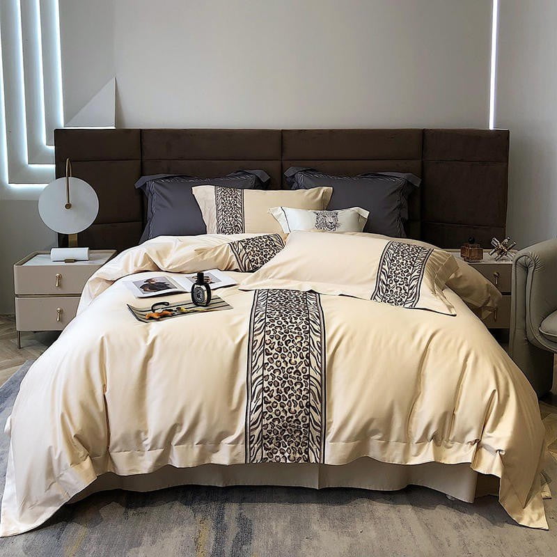 Leopard Grey - 4-Piece Egyptian Cotton Duvet Cover Set