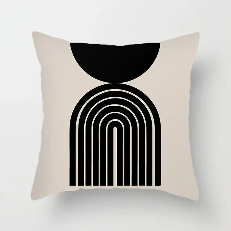 Aurum Cushion Cover - Black and White Abstract Print Decorative Cover