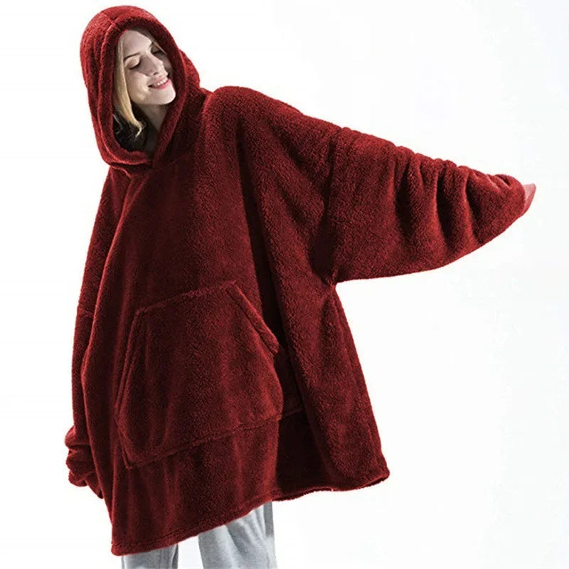 FleeceHaven Sweater - Oversized Flannel Sweatshirt Blanket for Winter