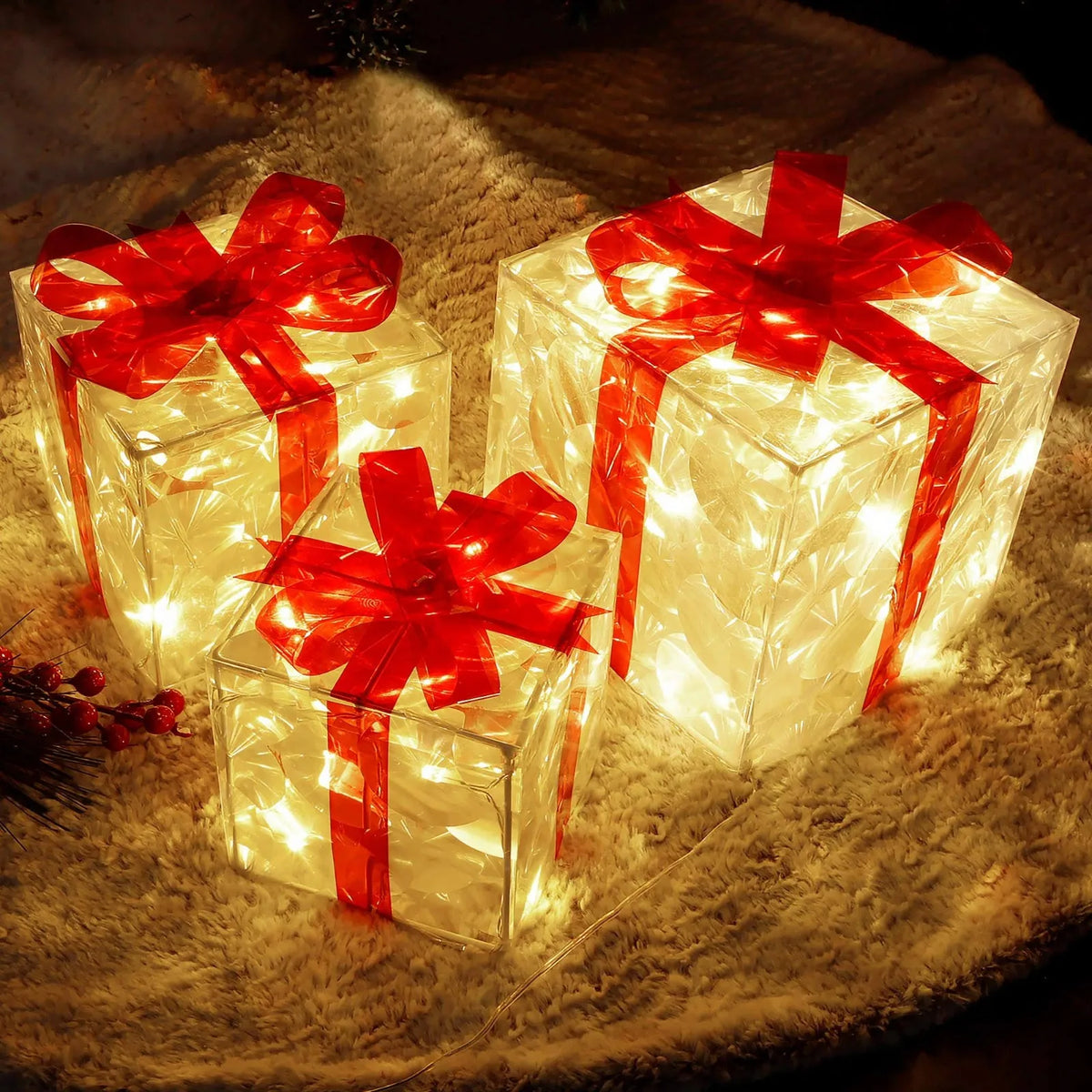 EclatDeNoel - Light-Up Christmas Gift Box with 100 LEDs