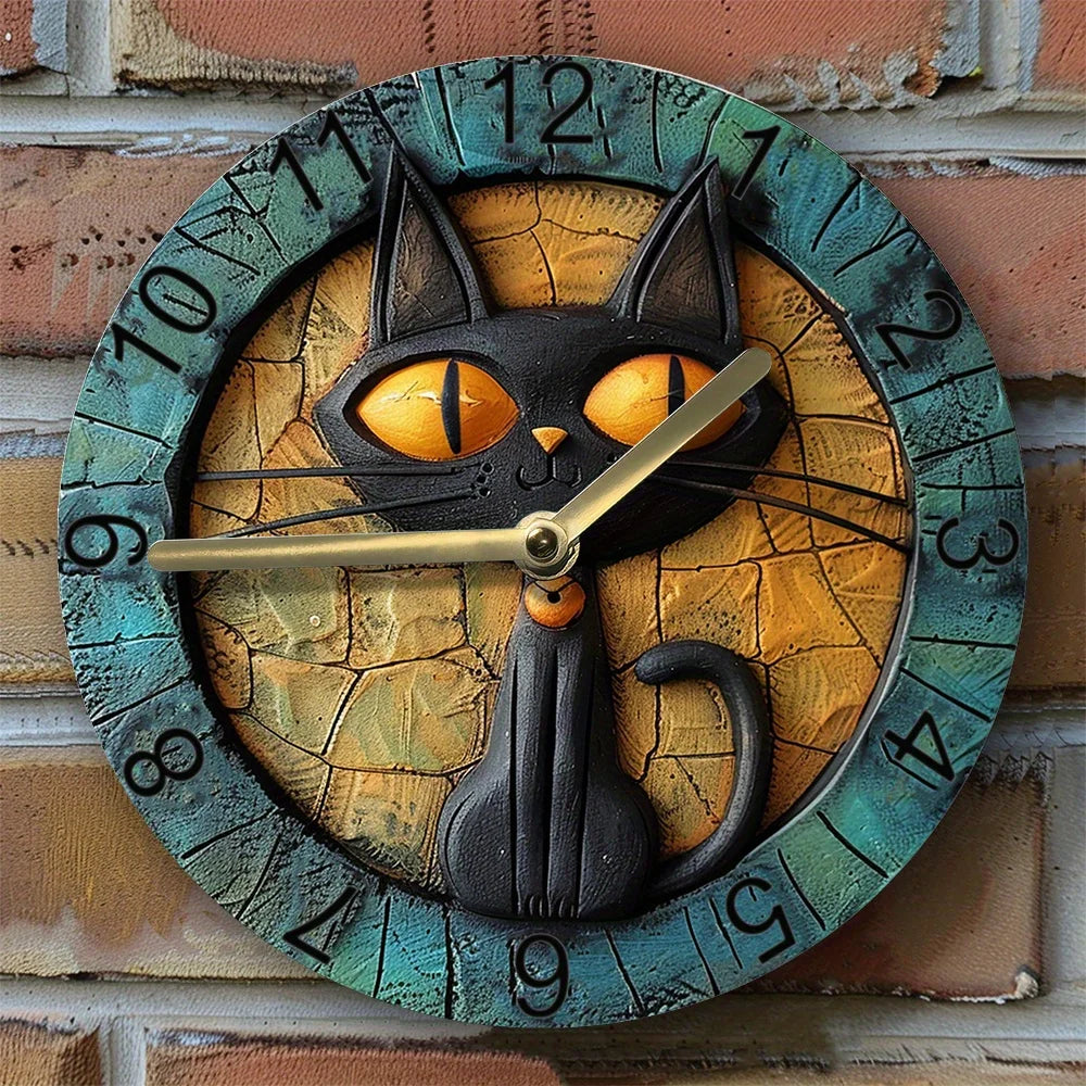 CircleDesign - Horloge murale moderne à imprimé chat