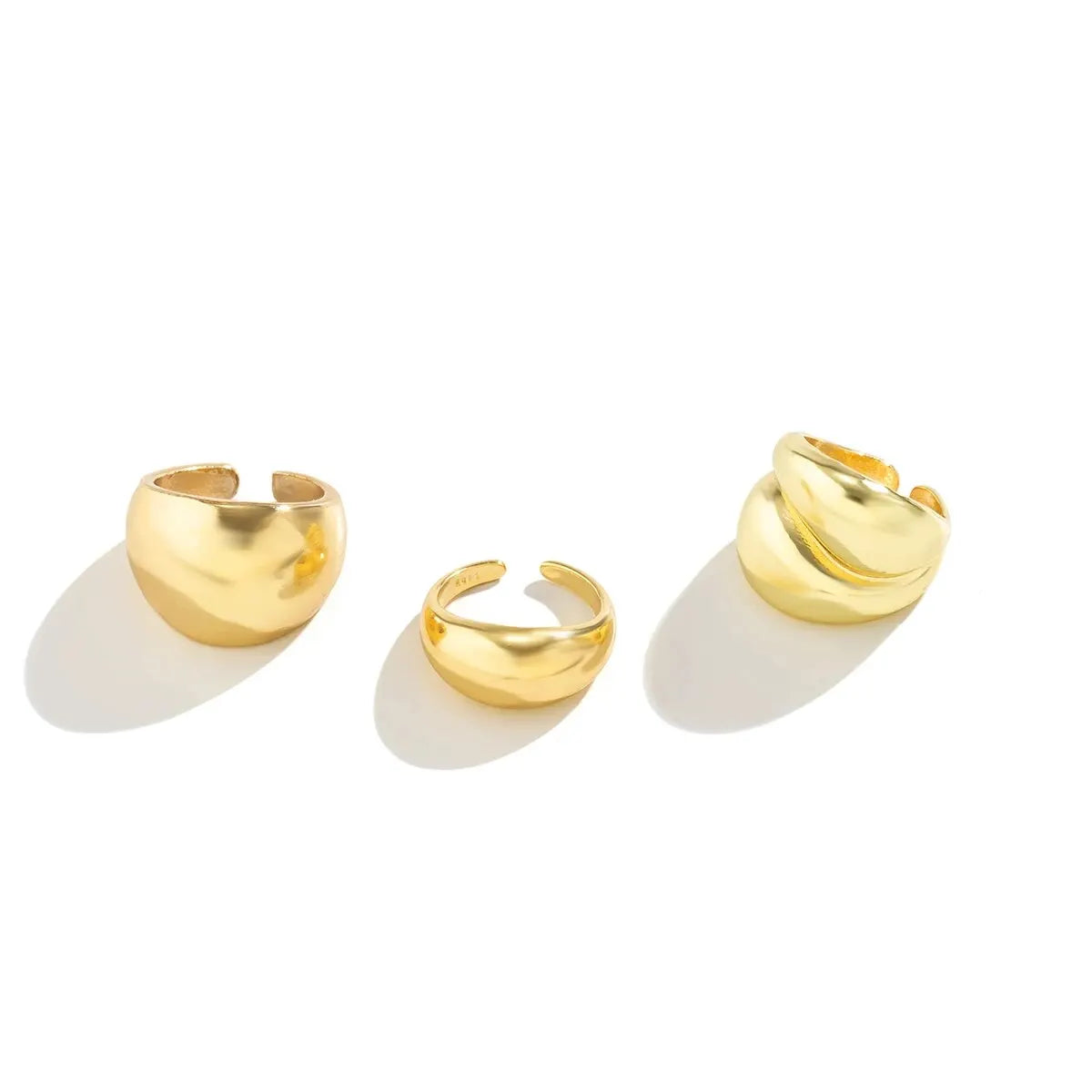 TrioGlam - Set de 3 bagues en métal brillantes