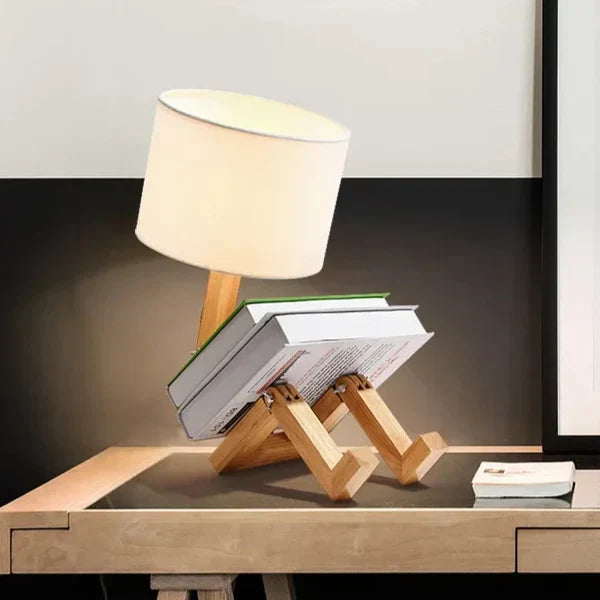 RutanFlex - Lampe de Table Bois Élégante avec Étagère