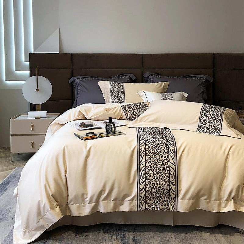 Leopard Grey - 4-Piece Egyptian Cotton Duvet Cover Set