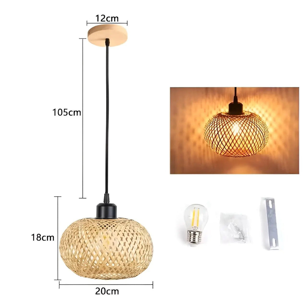 RattanShine - Woven Rattan Pendant Light for Warm Ambient Lighting