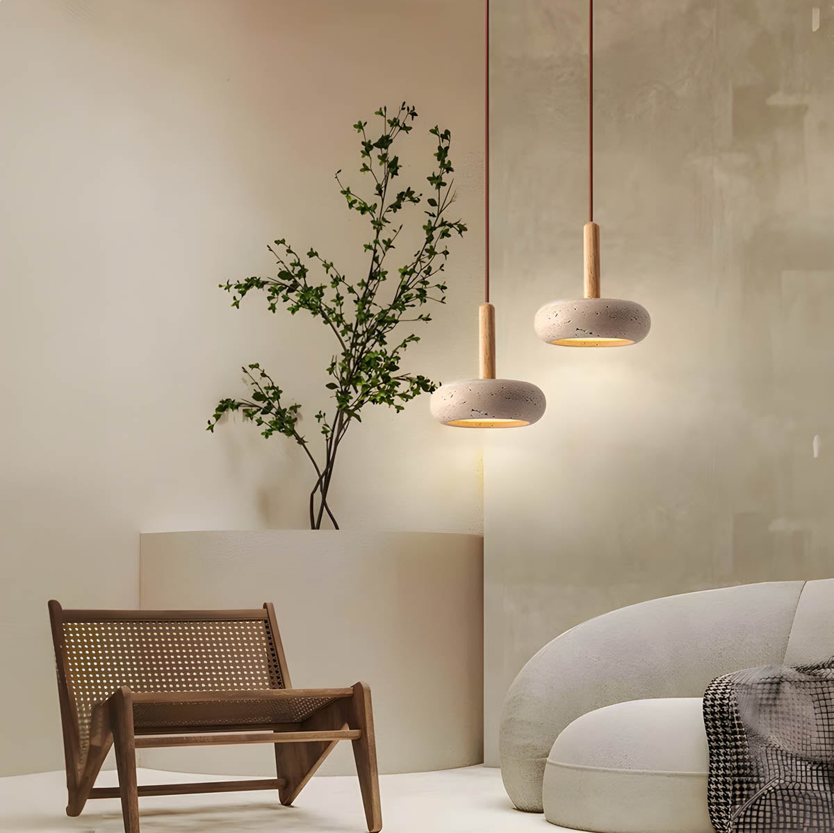 GlowStone - Natural Travertine LED Pendant Light