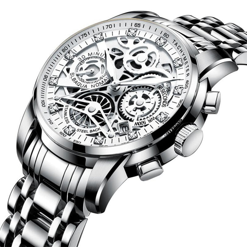 SkeletonWatch - Montre squelette noire pour homme