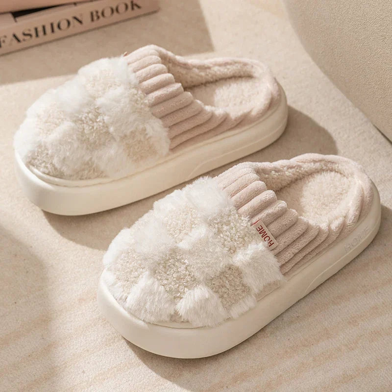 Dreamy Feet Slippers - Cozy Cotton Plaid Slippers for Ultimate Comfort