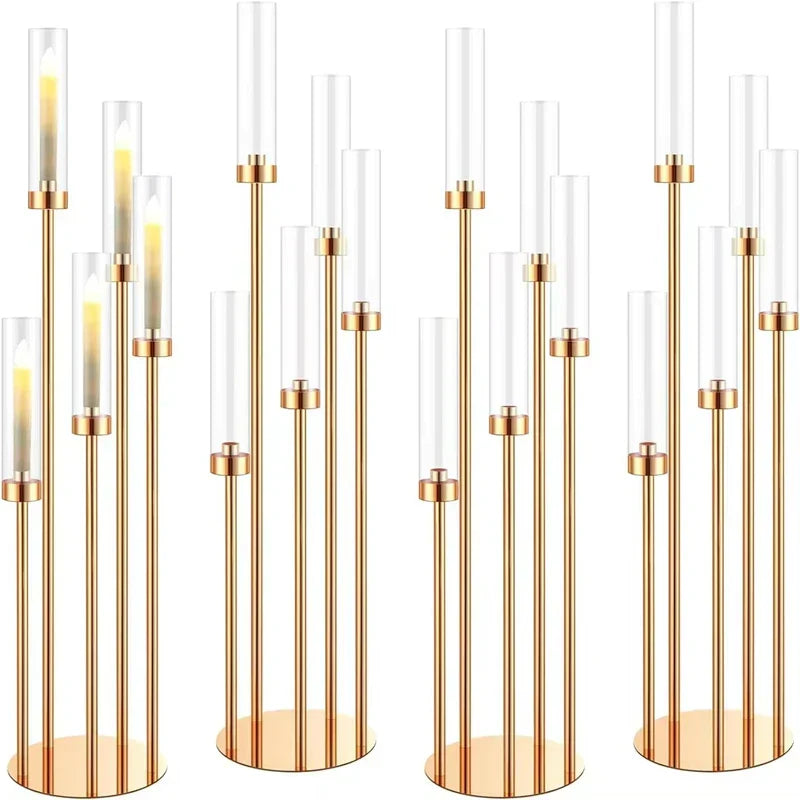 EleganteCandle - Gold 5-Branch Candelabra with Acrylic Accents