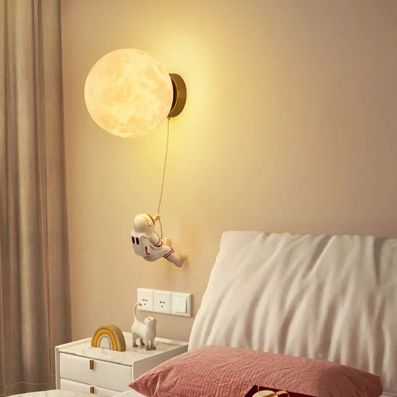 LunarGlow - Applique Murale Astronaute en Forme de Lune