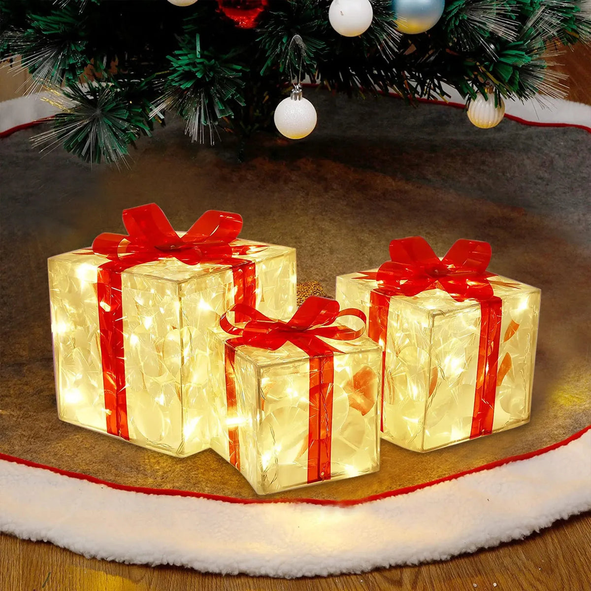 EclatDeNoel - Light-Up Christmas Gift Box with 100 LEDs