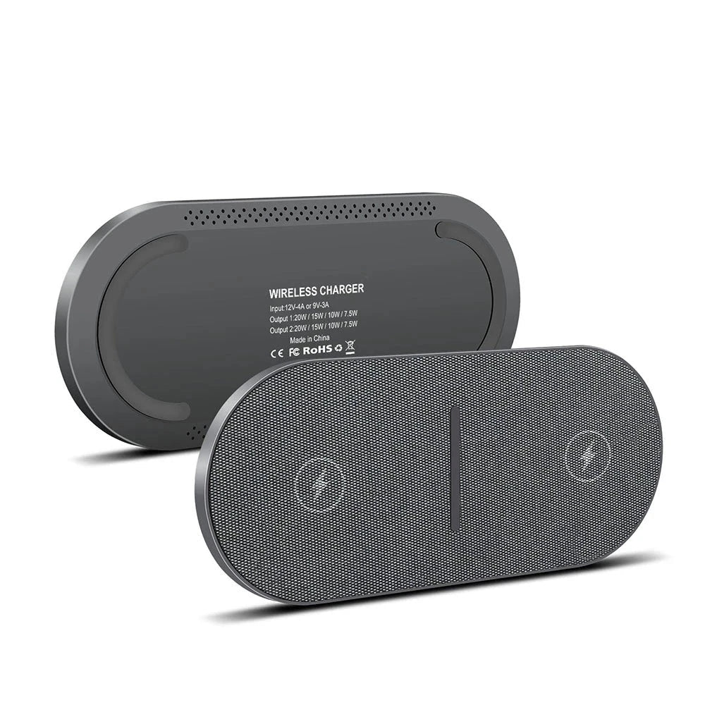 DazzleCharge - Station de charge sans fil double 40W pour smartphone et écouteurs