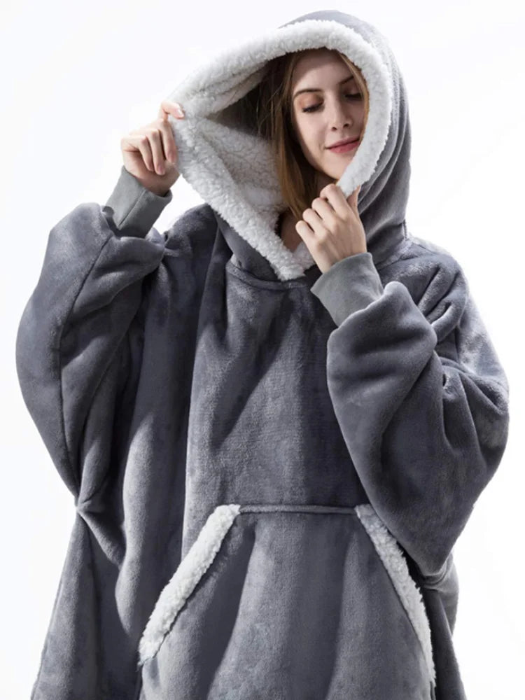 CozyNest FleeceWrap - Oversized Hooded Fleece Blanket