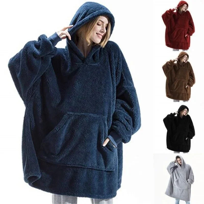 FleeceHaven Sweater - Oversized Flannel Sweatshirt Blanket for Winter