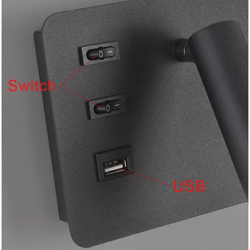 LuminoWall - Minimalist USB Wall Sconce with Reading Light