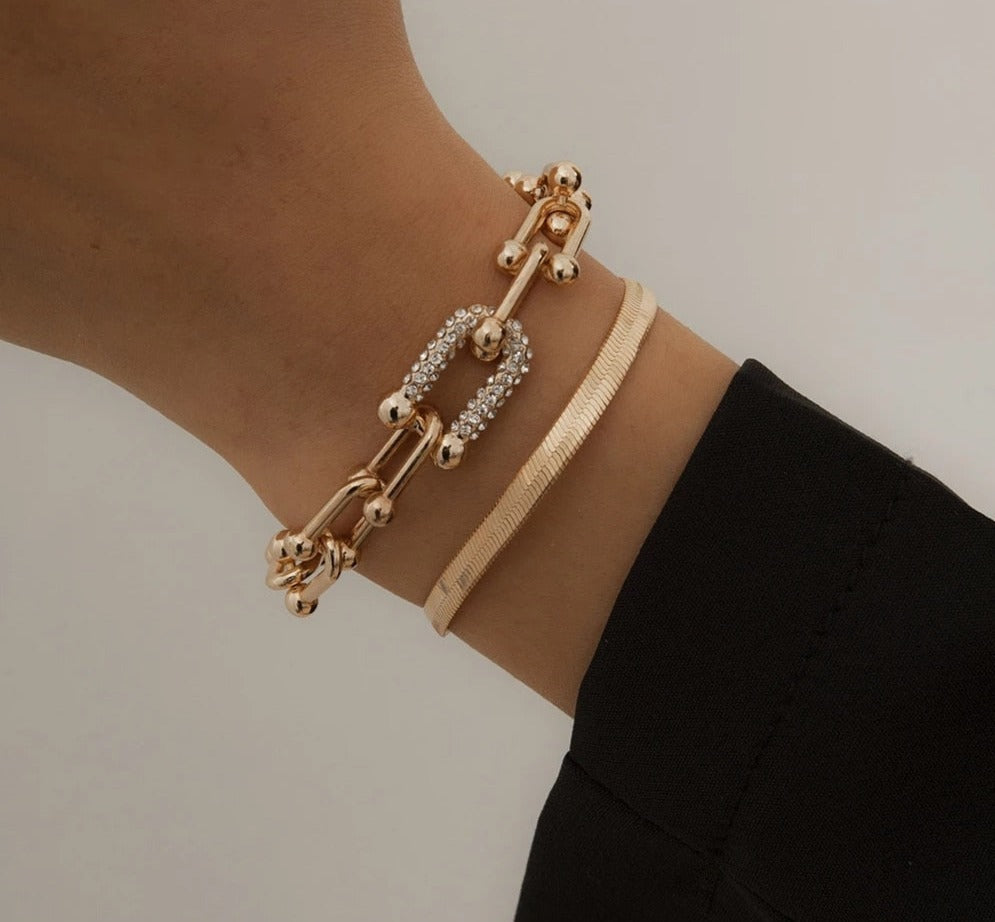 Duo Bracelets Élégants - Set 2 Pièces Or ou Argent