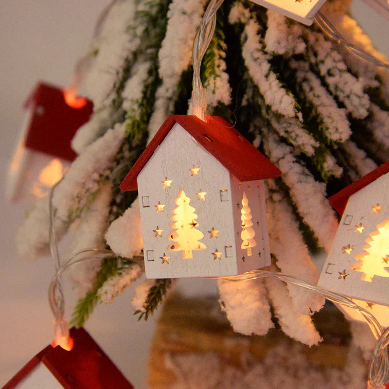 Wooden LED House - Warm Christmas Light Decoration
