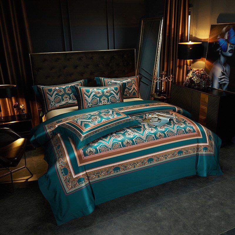 Vintage Grandeur - Navy Blue Egyptian Cotton Duvet Set