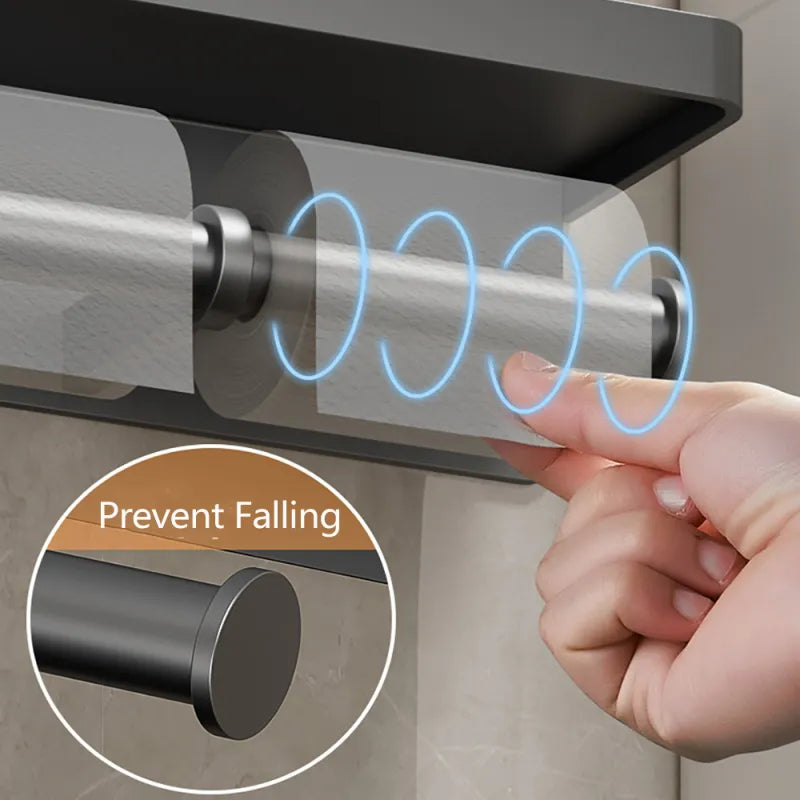 LuxeHold - Porte-rouleau de toilette multifonction élégant